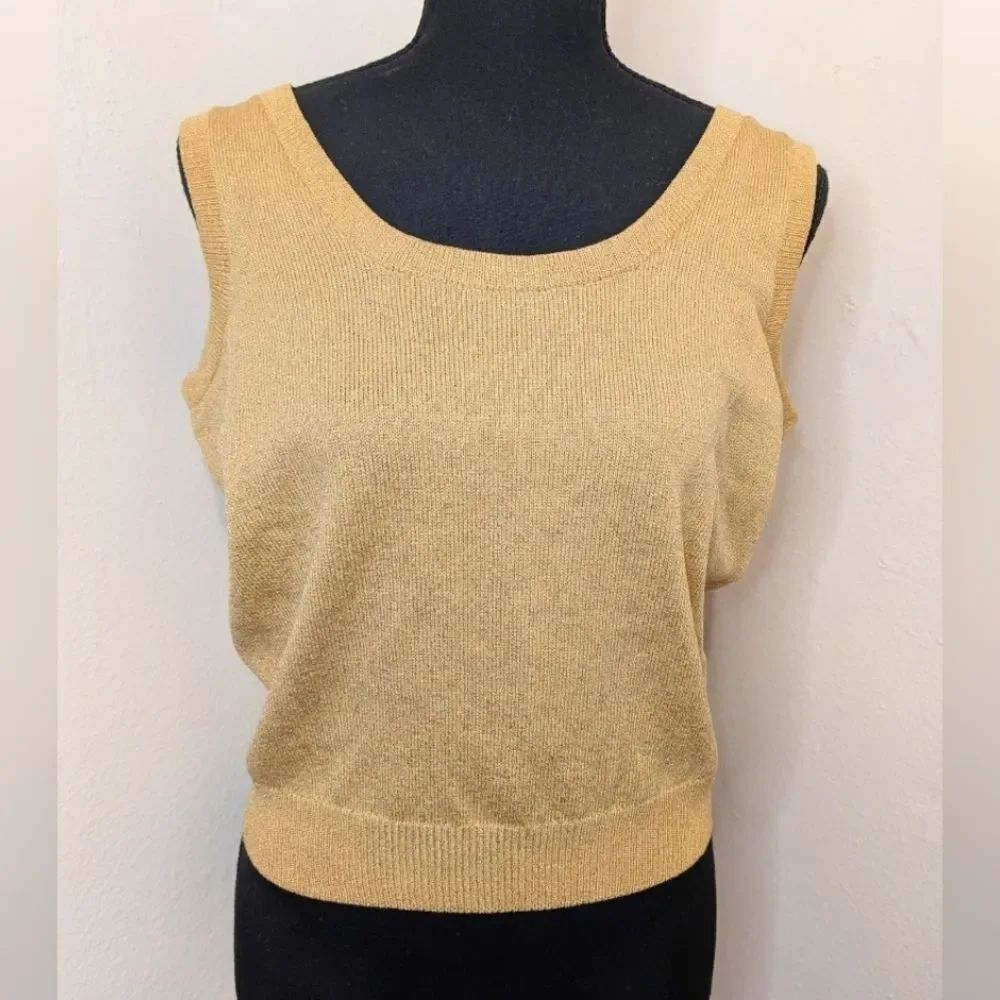 VTG Wool Knit Tank Quiet Luxury Glam Preppy Light Academia Elevated Neutral MD
